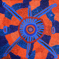 Aboriginal Artwork by Helen Nampijinpa Robertson, Ngapa Jukurrpa - Puyurru, 46x46cm
