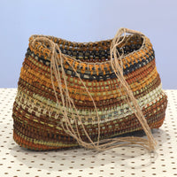 Aboriginal Artwork by Helen Guyula Gopurrma, Gapuwiyak - Woven Bag/Basket (24x15x14cm)