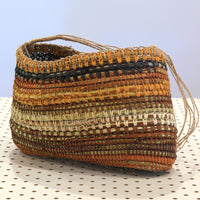 Aboriginal Artwork by Helen Guyula Gopurrma, Gapuwiyak - Woven Bag/Basket (24x15x14cm)