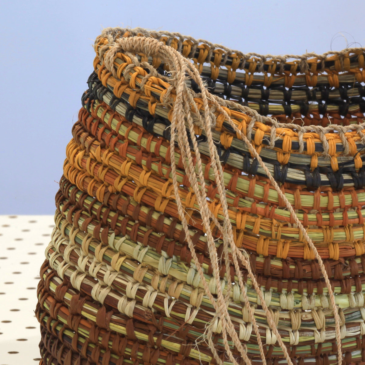 Aboriginal Artwork by Helen Guyula Gopurrma, Gapuwiyak - Woven Bag/Basket (24x15x14cm)