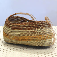 Aboriginal Artwork by Helen Guyula Gopurrma, Gapuwiyak - Woven Basket (24x10x15cm)