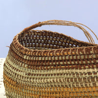 Aboriginal Artwork by Helen Guyula Gopurrma, Gapuwiyak - Woven Basket (24x10x15cm)