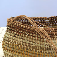 Aboriginal Artwork by Helen Guyula Gopurrma, Gapuwiyak - Woven Basket (24x10x15cm)