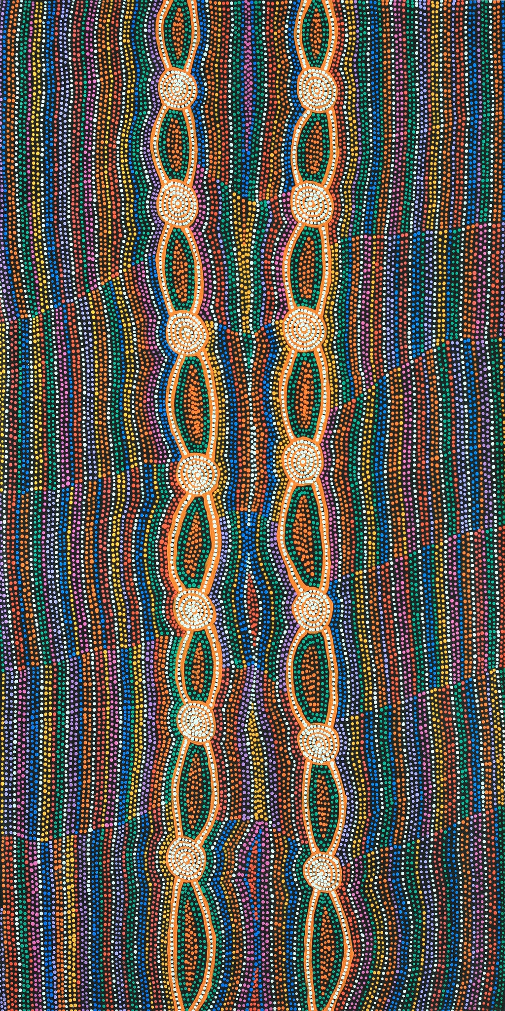 Aboriginal Artwork by Helen Nungarrayi Reed, Mina Mina Dreaming - Ngalyipi, 122x61cm