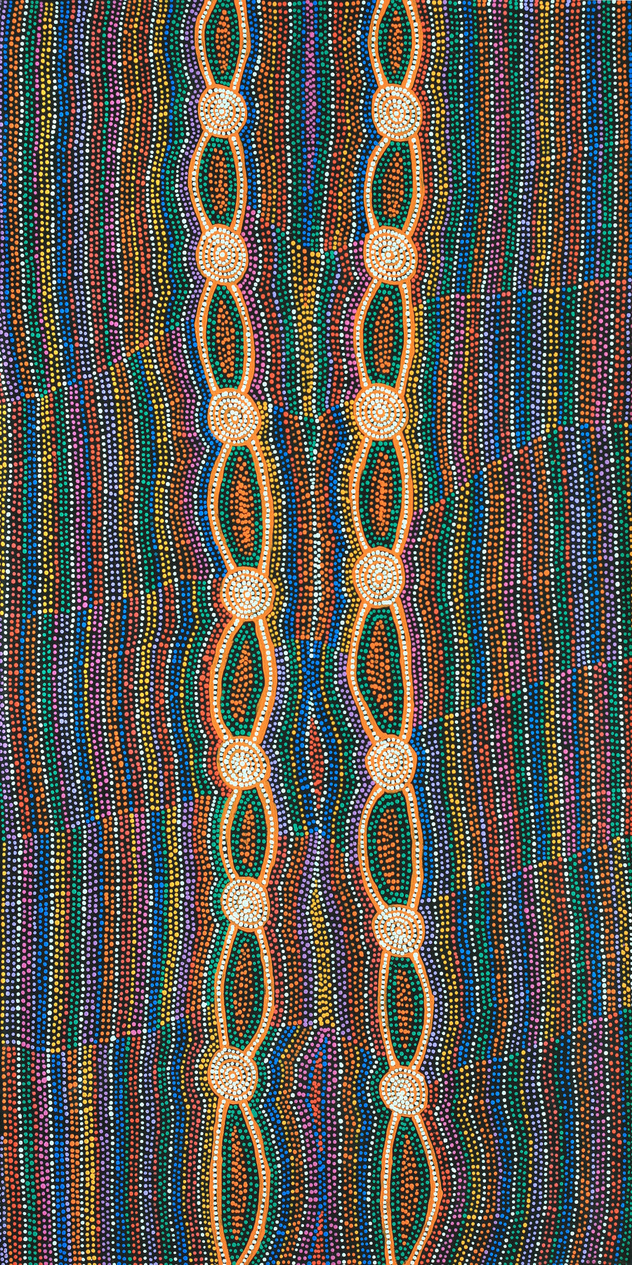 Aboriginal Artwork by Helen Nungarrayi Reed, Mina Mina Dreaming - Ngalyipi, 122x61cm