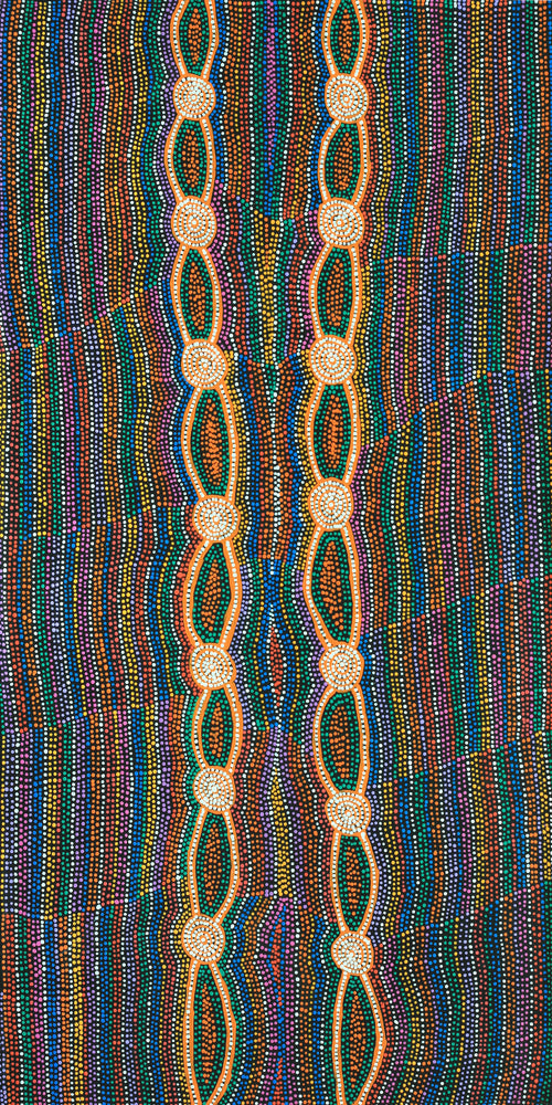Aboriginal Artwork by Helen Nungarrayi Reed, Mina Mina Dreaming - Ngalyipi, 122x61cm