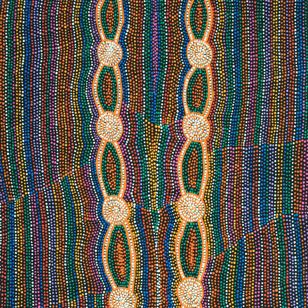 Aboriginal Artwork by Helen Nungarrayi Reed, Mina Mina Dreaming - Ngalyipi, 122x61cm