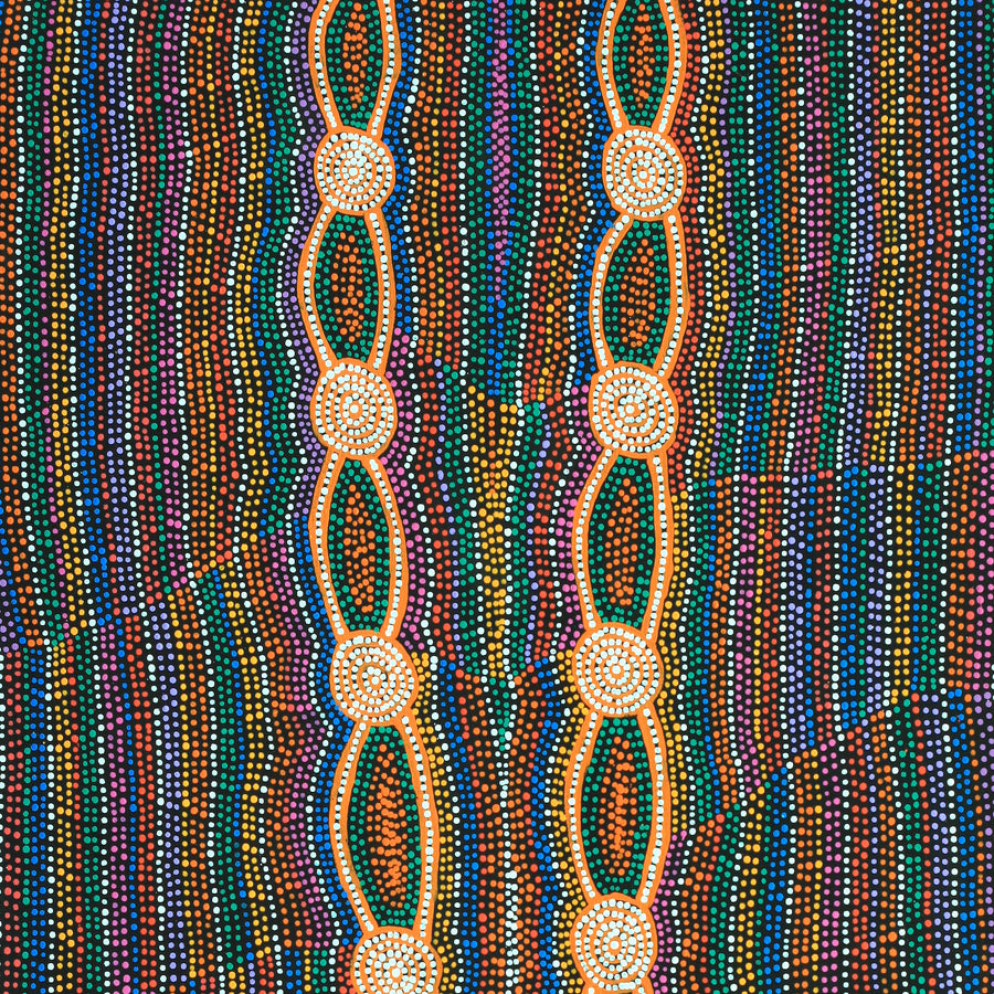 Aboriginal Artwork by Helen Nungarrayi Reed, Mina Mina Dreaming - Ngalyipi, 122x61cm