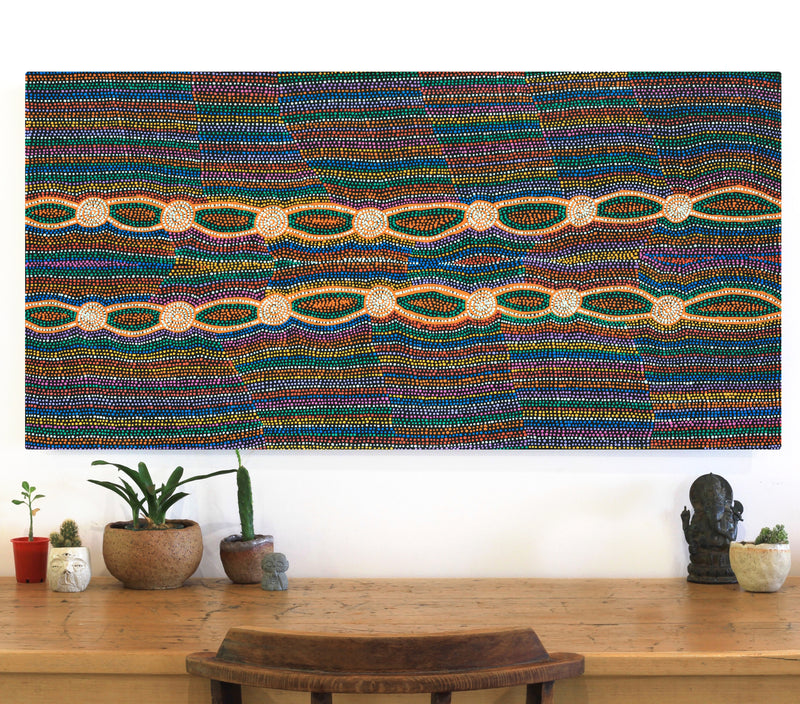Aboriginal Artwork by Helen Nungarrayi Reed, Mina Mina Dreaming - Ngalyipi, 122x61cm