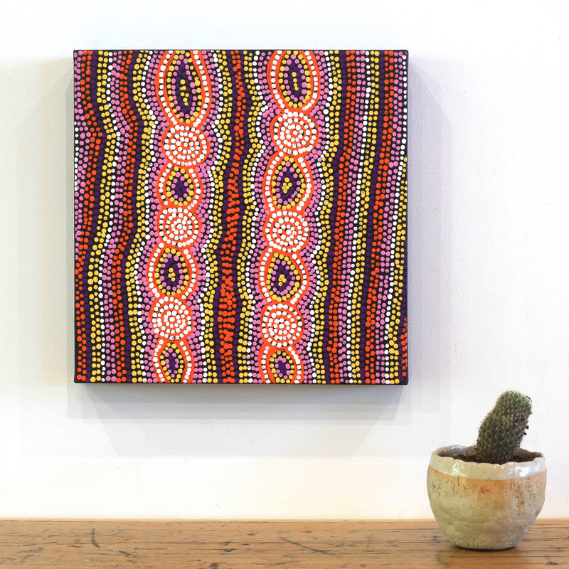 Aboriginal Artwork by Helen Nungarrayi Reed, Mina Mina Jukurrpa - Ngalyipi, 30x30cm