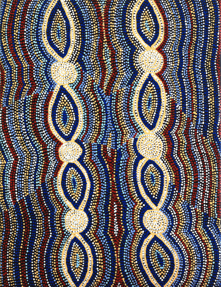 Aboriginal Artwork by Helen Nungarrayi Reed, Mina Mina Jukurrpa (Mina Mina Dreaming) - Ngalyipi, 61x46cm