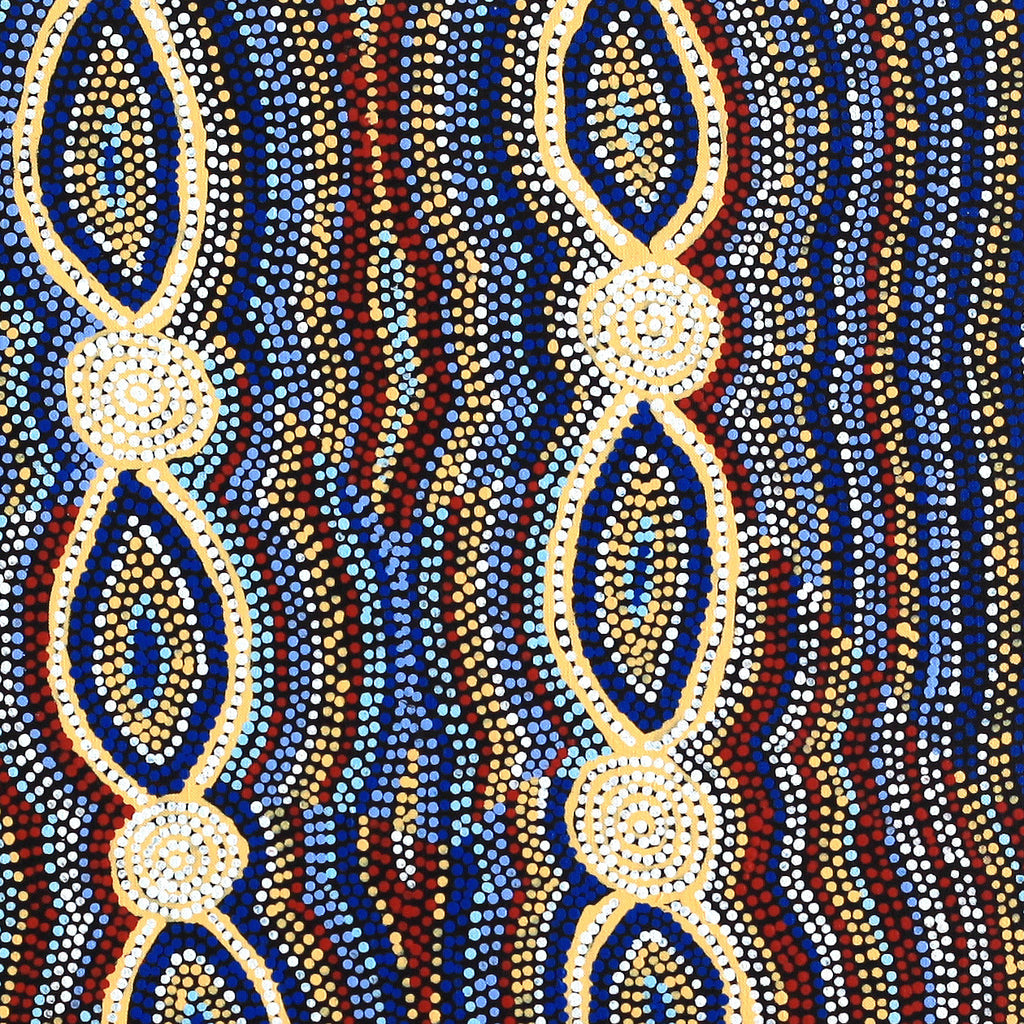Aboriginal Artwork by Helen Nungarrayi Reed, Mina Mina Jukurrpa (Mina Mina Dreaming) -  Ngalyipi, 61x46cm - ART ARK®