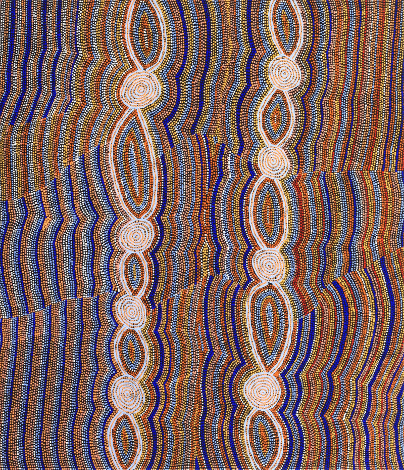 Aboriginal Artwork by Helen Nungarrayi Reed, Mina Mina Jukurrpa (Mina Mina Dreaming) - Ngalyipi, 107x91cm