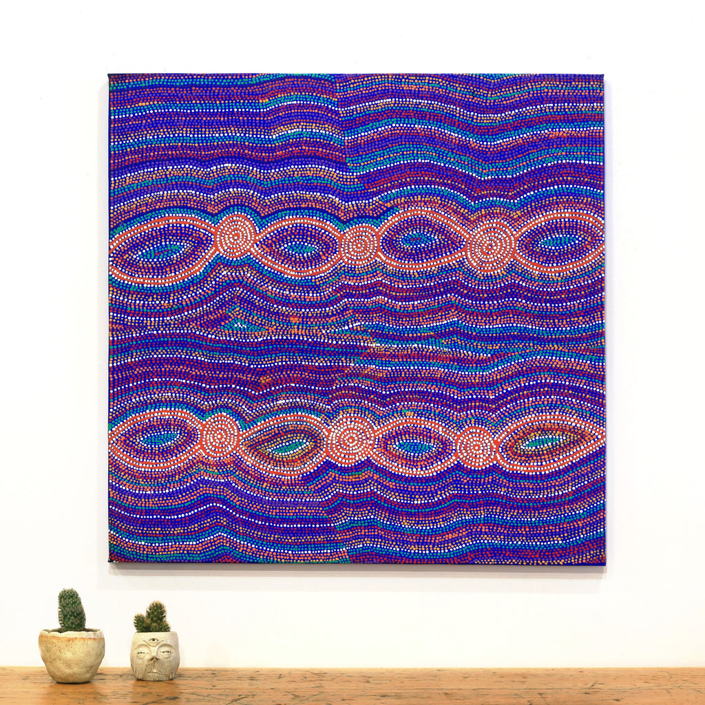 Aboriginal Artwork by Helen Nungarrayi Reed, Mina Mina Dreaming - Ngalyipi, 76x76cm