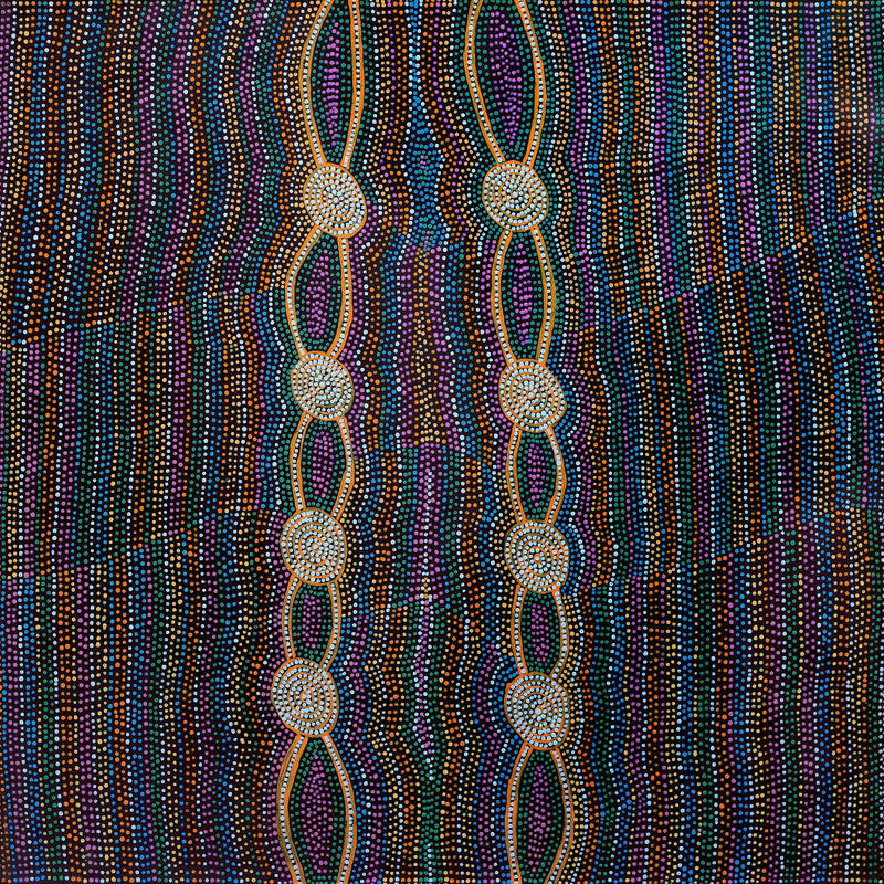 Aboriginal Artwork by Helen Nungarrayi Reed, Mina Mina Dreaming - Ngalyipi, 76x76cm