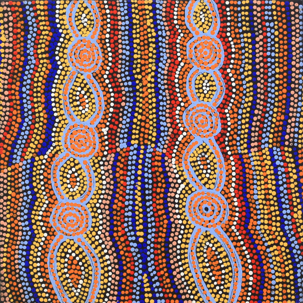 Aboriginal Art by Helen Nungarrayi Reed, Mina Mina Jukurrpa (Mina Mina Dreaming) -  Ngalyipi, 30x30cm - ART ARK®