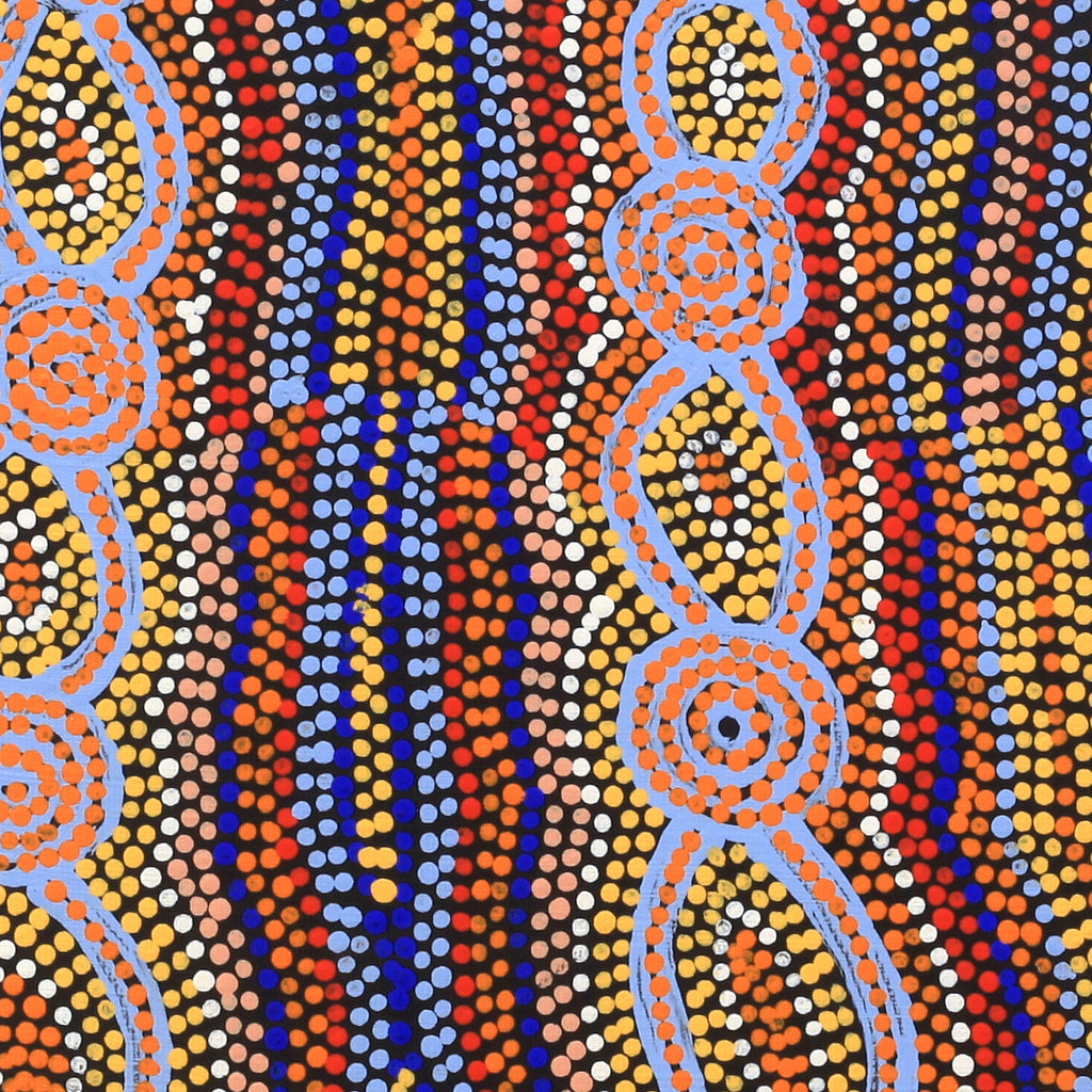 Aboriginal Artwork by Helen Nungarrayi Reed, Mina Mina Jukurrpa (Mina Mina Dreaming) - Ngalyipi, 30x30cm