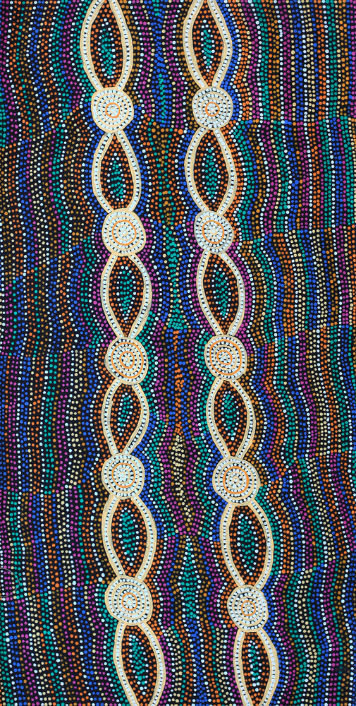 Aboriginal Artwork by Helen Nungarrayi Reed, Mina Mina Dreaming - Ngalyipi, 91x46cm