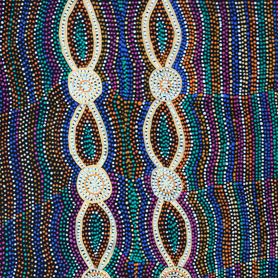 Aboriginal Artwork by Helen Nungarrayi Reed, Mina Mina Dreaming - Ngalyipi, 91x46cm