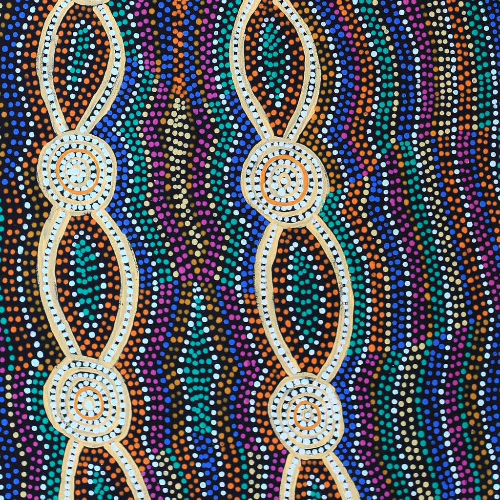 Aboriginal Artwork by Helen Nungarrayi Reed, Mina Mina Dreaming - Ngalyipi, 91x46cm