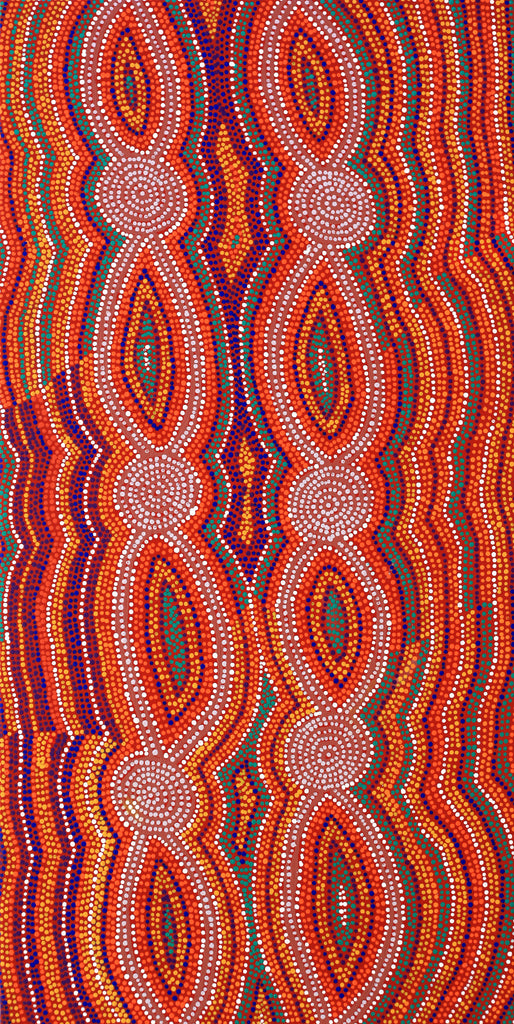 Aboriginal Artwork by Helen Nungarrayi Reed, Mina Mina Dreaming - Ngalyipi, 91x46cm