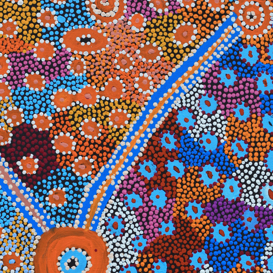 Aboriginal Artwork by Helen Nampijinpa Robertson, Ngapa Jukurrpa (water Dreaming) - Puyurru, 76x61cm