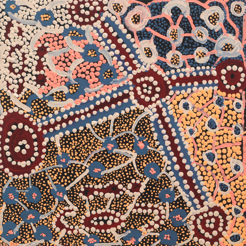 Aboriginal Art by Helen Nampijinpa Robertson, Ngapa Jukurrpa - Puyurru, 30x30cm - ART ARK®