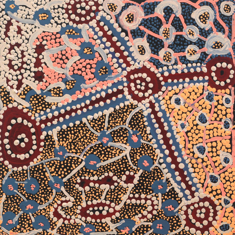 Aboriginal Artwork by Helen Nampijinpa Robertson, Ngapa Jukurrpa - Puyurru, 30x30cm