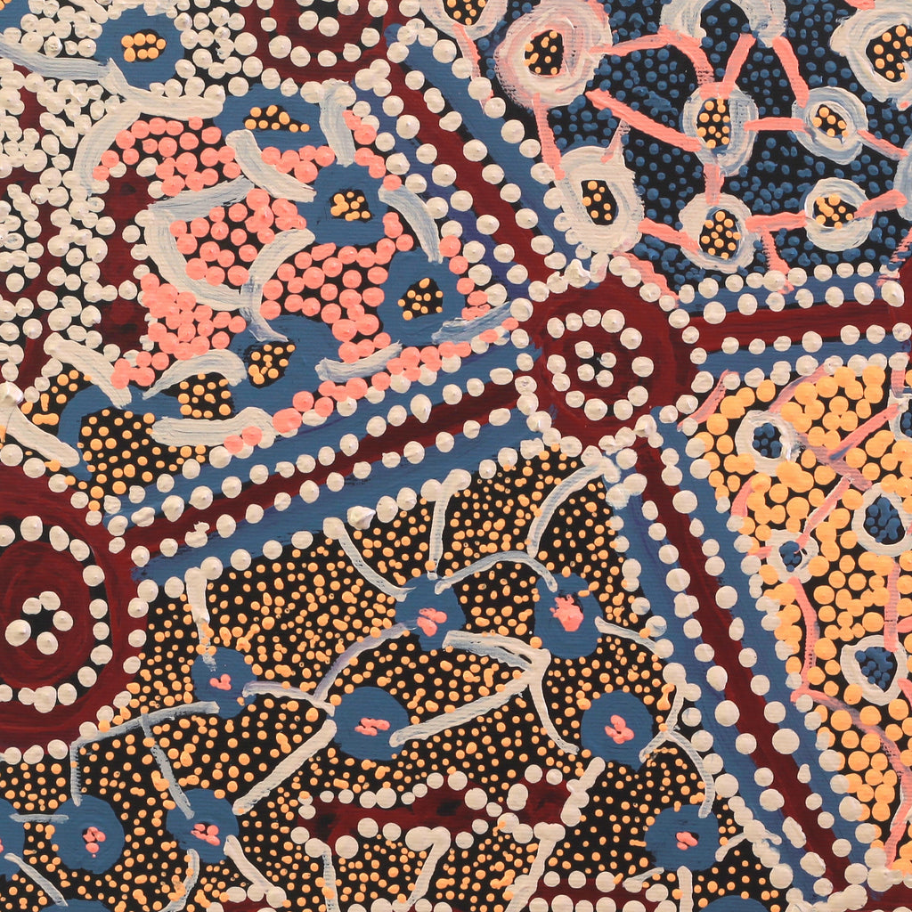 Aboriginal Artwork by Helen Nampijinpa Robertson, Ngapa Jukurrpa - Puyurru, 30x30cm