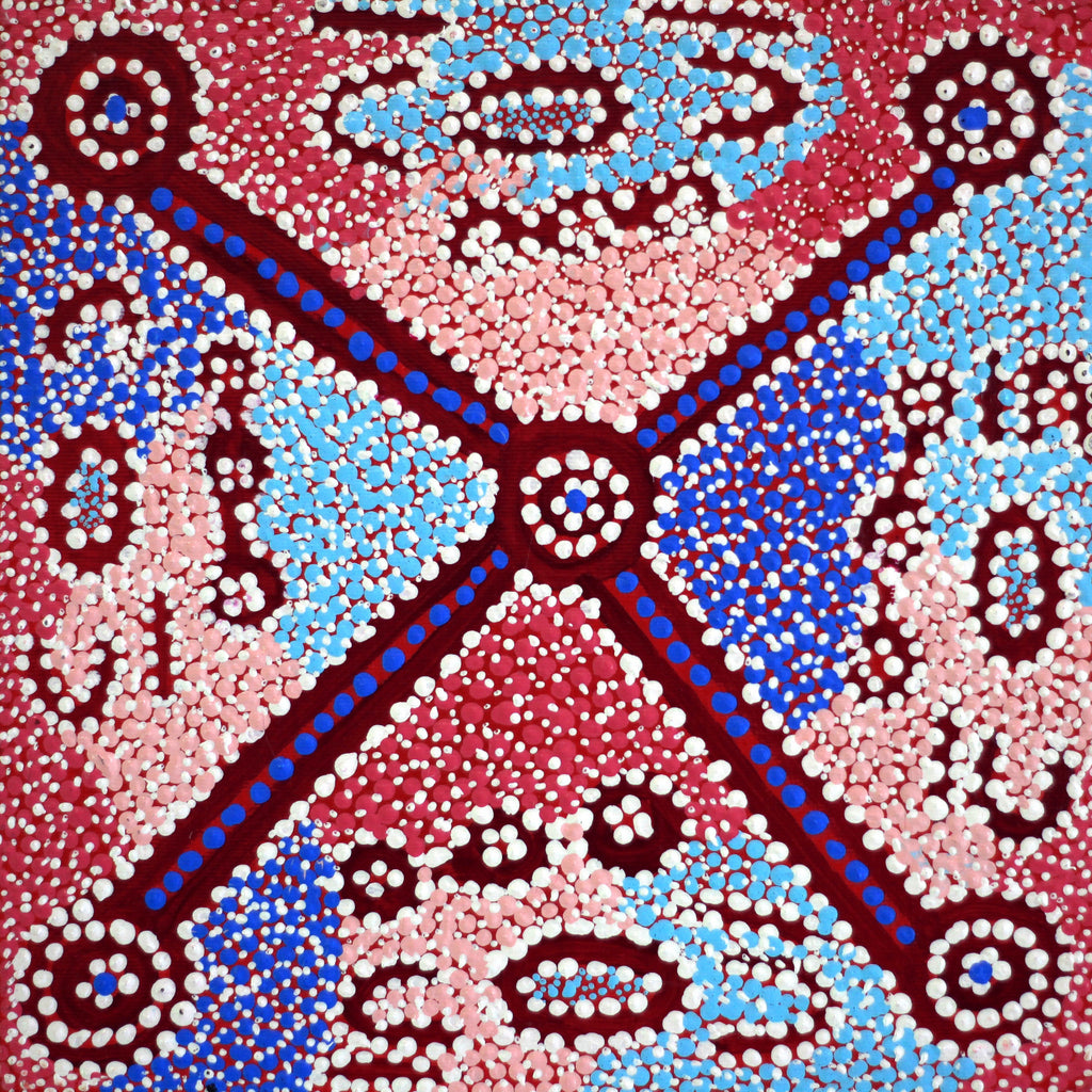 Aboriginal Art by Helen Nampijinpa Robertson, Ngapa Jukurrpa -  Puyurru, 30x30cm - ART ARK®