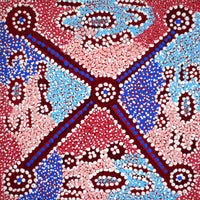 Aboriginal Art by Helen Nampijinpa Robertson, Ngapa Jukurrpa -  Puyurru, 30x30cm - ART ARK®