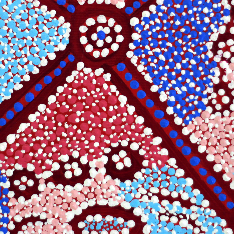 Aboriginal Artwork by Helen Nampijinpa Robertson, Ngapa Jukurrpa - Puyurru, 30x30cm