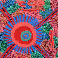 Aboriginal Artwork by Helen Nampijinpa Robertson, Ngapa Jukurrpa - Puyurru, 46x46cm