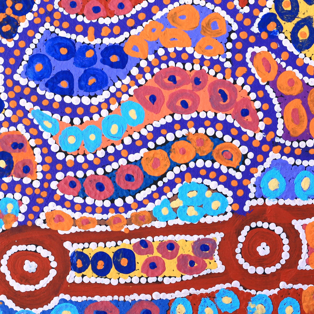 Aboriginal Artwork by Helen Nampijinpa Robertson, Ngapa Jukurrpa - Puyurru, 46x46cm - ART ARK®