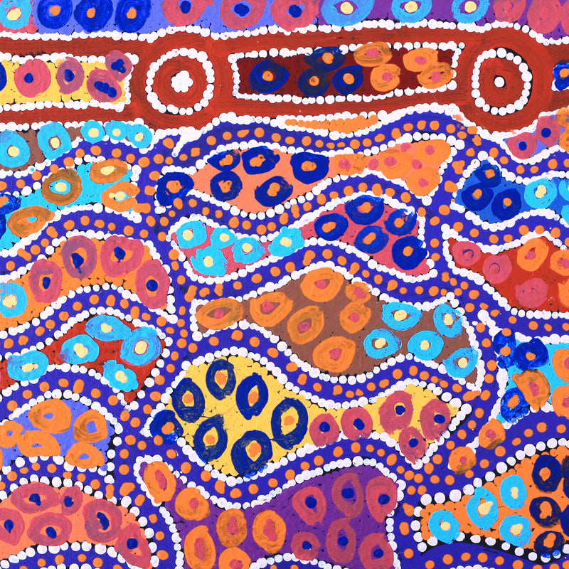 Aboriginal Artwork by Helen Nampijinpa Robertson, Ngapa Jukurrpa - Puyurru, 46x46cm