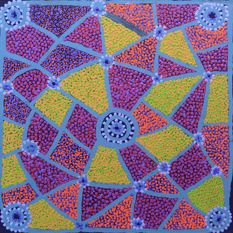 Aboriginal Artwork by Helen Nampijinpa Robertson, Ngapa Jukurrpa - Puyurru, 46x46cm
