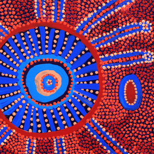 Aboriginal Art by Helen Nampijinpa Robertson, Ngapa Jukurrpa - Puyurru, 46x46cm - ART ARK®