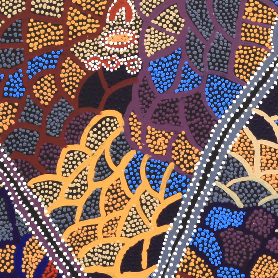 Aboriginal Artwork by Helen Nampijinpa Robertson, Ngapa Jukurrpa - Puyurru, 107x76cm
