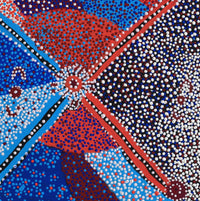 Aboriginal Artwork by Helen Nampijinpa Robertson, Ngapa Jukurrpa - Puyurru, 46x46cm