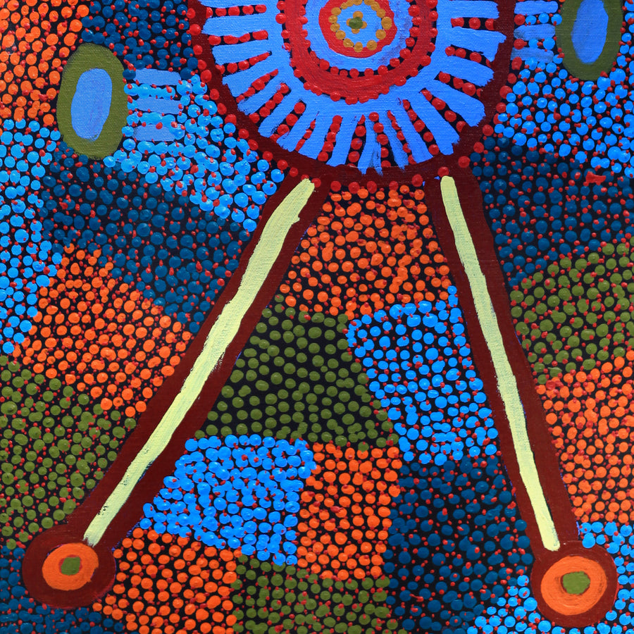 Aboriginal Artwork by Helen Nampijinpa Robertson, Ngapa Jukurrpa (water Dreaming) - Puyurru, 61x30cm