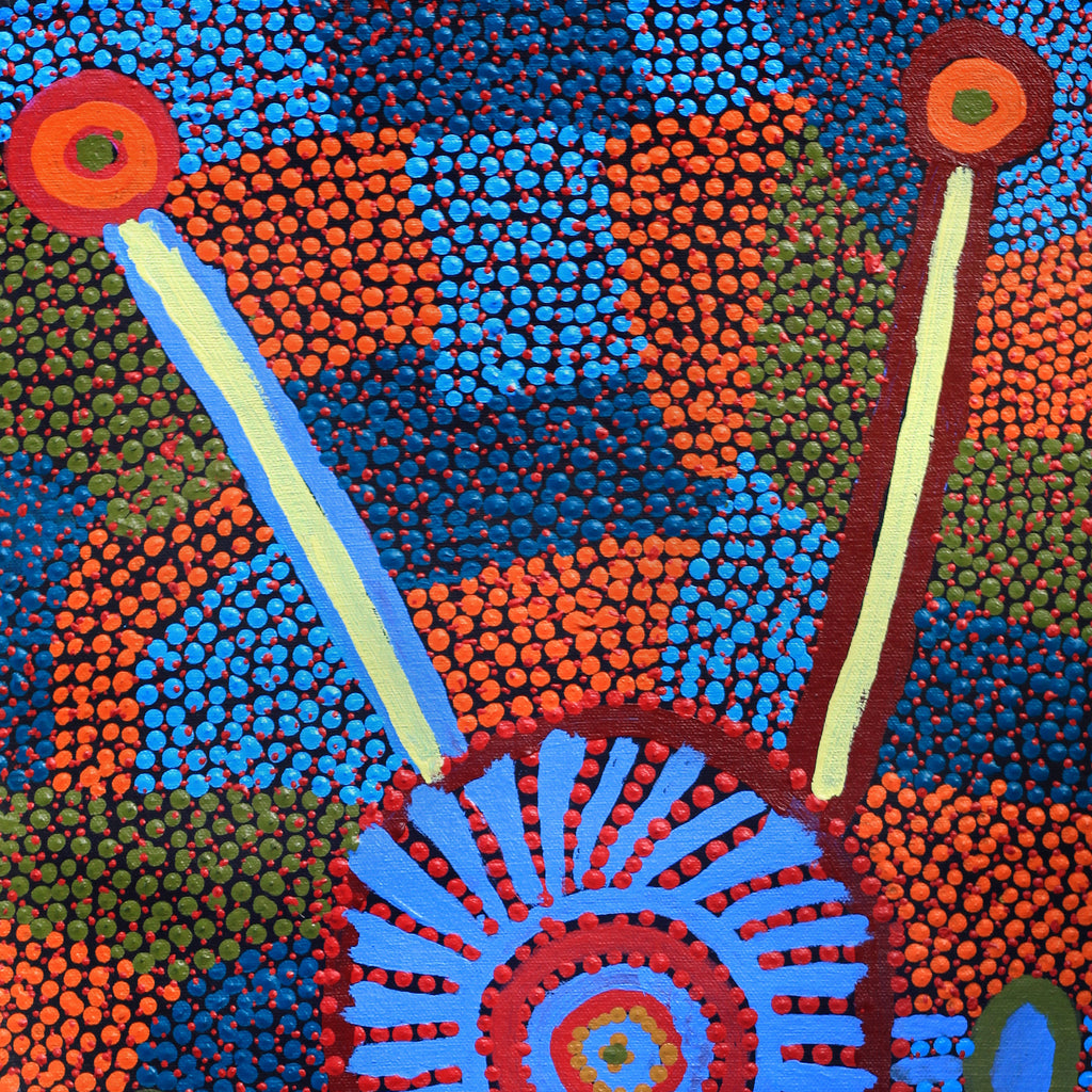 Aboriginal Artwork by Helen Nampijinpa Robertson, Ngapa Jukurrpa (water Dreaming) - Puyurru, 61x30cm - ART ARK®