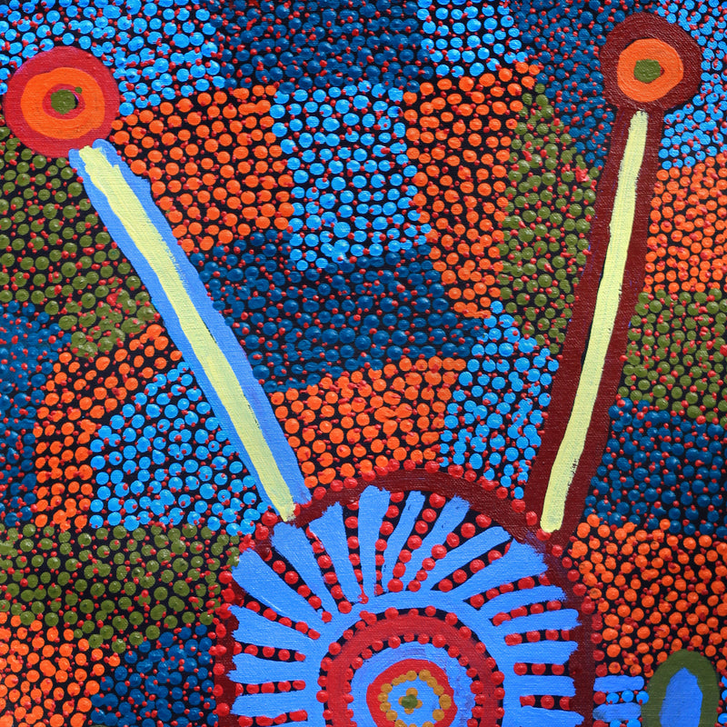 Aboriginal Artwork by Helen Nampijinpa Robertson, Ngapa Jukurrpa (water Dreaming) - Puyurru, 61x30cm
