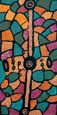 Aboriginal Artwork by Helen Nampijinpa Robertson, Ngapa Jukurrpa (water Dreaming) - Puyurru, 61x30cm