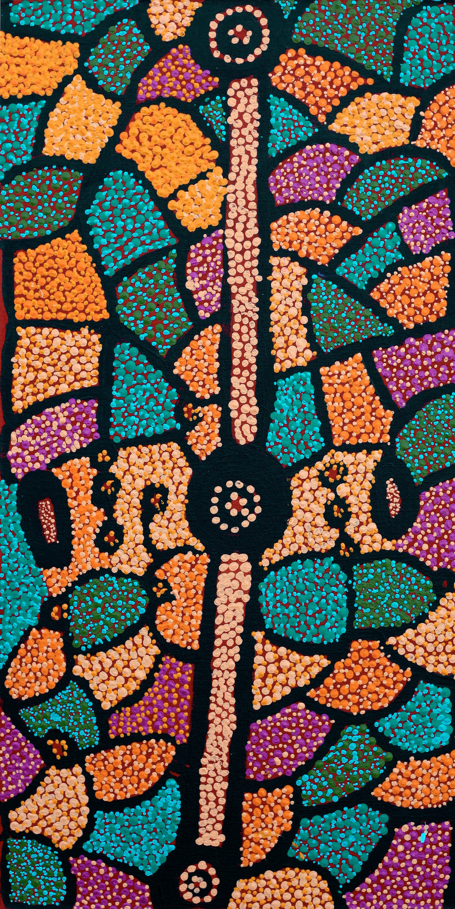 Aboriginal Artwork by Helen Nampijinpa Robertson, Ngapa Jukurrpa (water Dreaming) - Puyurru, 61x30cm