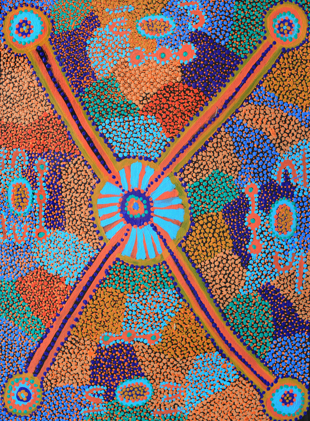 Aboriginal Artwork by Helen Nampijinpa Robertson, Ngapa Jukurrpa (water Dreaming) - Puyurru, 61x46cm