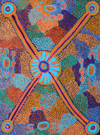 Aboriginal Artwork by Helen Nampijinpa Robertson, Ngapa Jukurrpa (water Dreaming) - Puyurru, 61x46cm