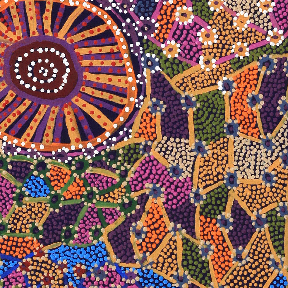 Aboriginal Art by Helen Nampijinpa Robertson, Ngapa Jukurrpa -  Puyurru, 107x76cm - ART ARK®