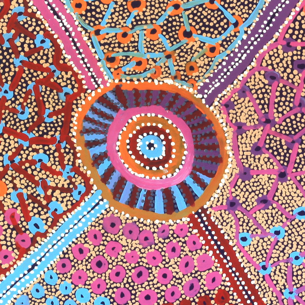 Aboriginal Artwork by Helen Nampijinpa Robertson, Ngapa Jukurrpa - Puyurru, 122x107cm
