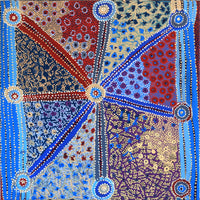 Aboriginal Artwork by Helen Nampijinpa Robertson, Ngapa Jukurrpa - Puyurru, 91x91cm
