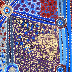 Aboriginal Artwork by Helen Nampijinpa Robertson, Ngapa Jukurrpa -  Puyurru, 91x91cm - ART ARK®